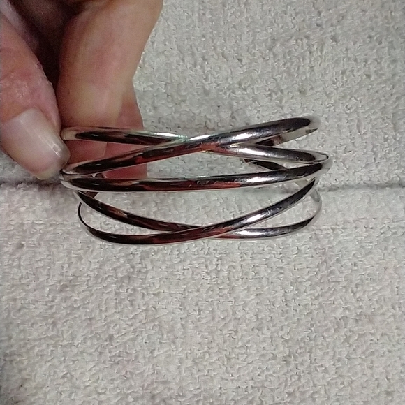 Silvertone wide cuff bracelet - Picture 1 of 3